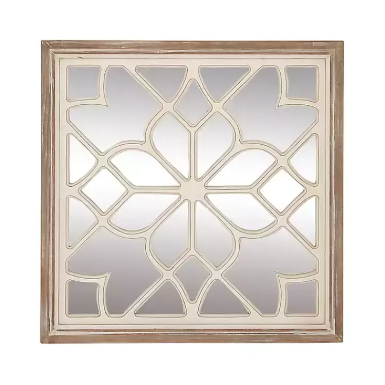 Kirklands Home White Wood Lattice Overlay Mirror Hot
