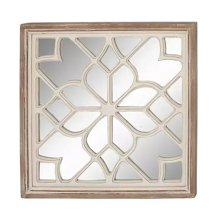 Kirklands Home White Wood Lattice Overlay Mirror Hot