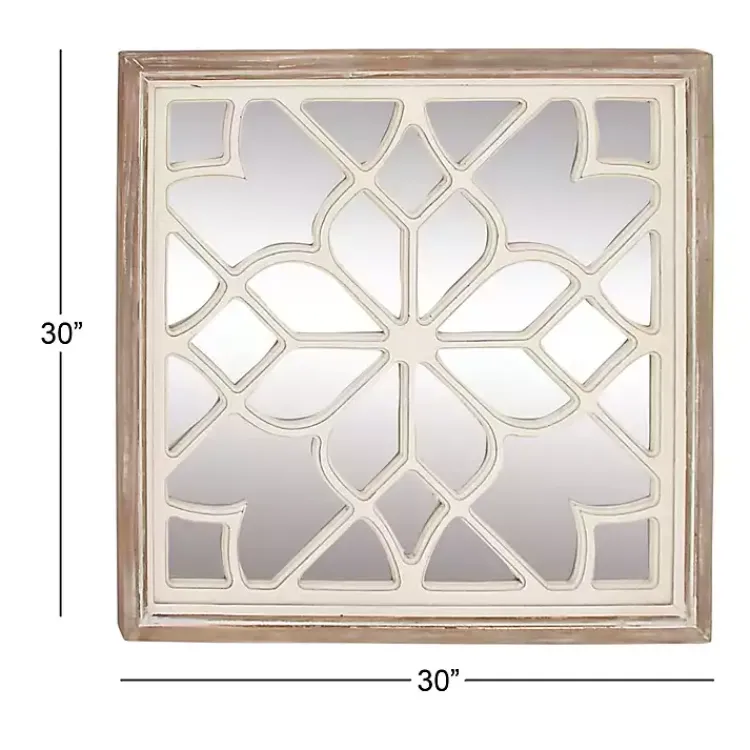 Kirklands Home White Wood Lattice Overlay Mirror Hot
