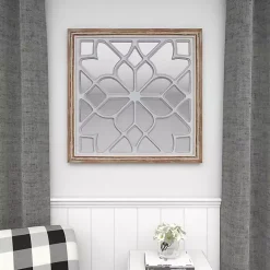Kirklands Home White Wood Lattice Overlay Mirror Hot