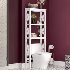 Kirklands Home Wood Over-Toilet 3-Tier Shelf White Clearance