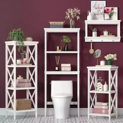 Kirklands Home Wood Over-Toilet 3-Tier Shelf White Clearance