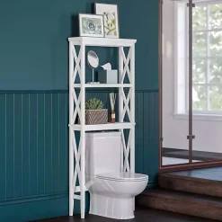 Kirklands Home Wood Over-Toilet 3-Tier Shelf White Clearance
