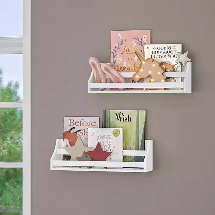 Kirklands Home White Wood Rack Wall Bookshelves, Set of 2 Sale
