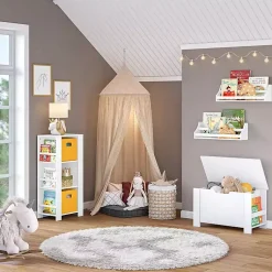 Kirklands Home White Wood Rack Wall Bookshelves, Set of 2 Sale