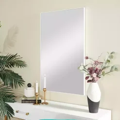 Kirklands Home White Wood Rectangular Wall Mirror, 24x40 in. Clearance