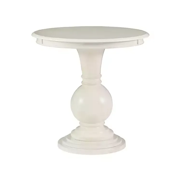 Kirklands Home Wood Round Base Side Table White Clearance