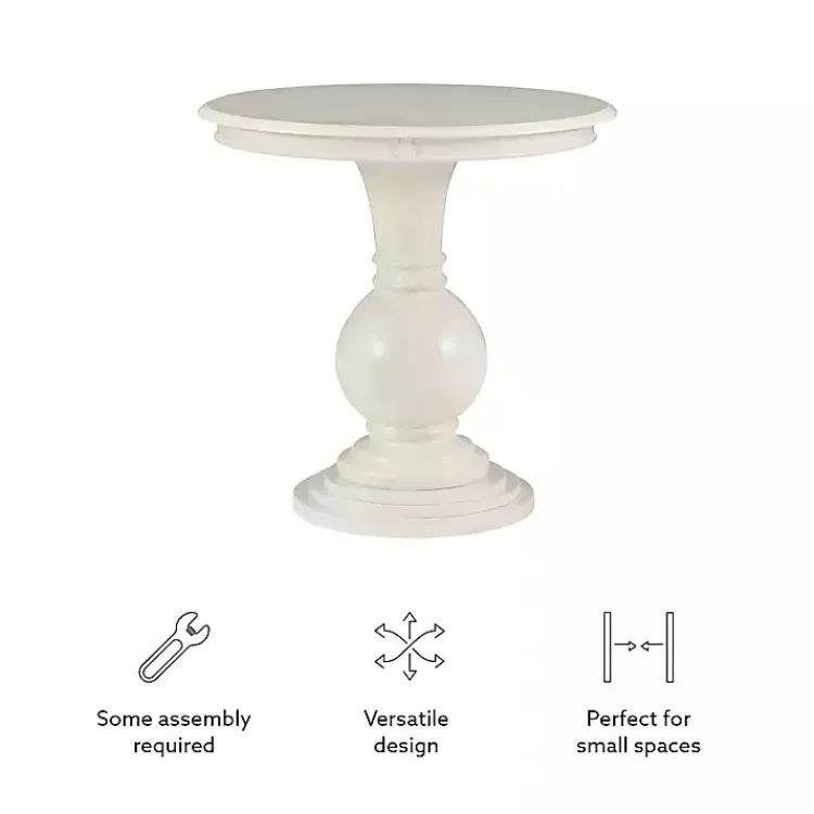Kirklands Home Wood Round Base Side Table White Clearance