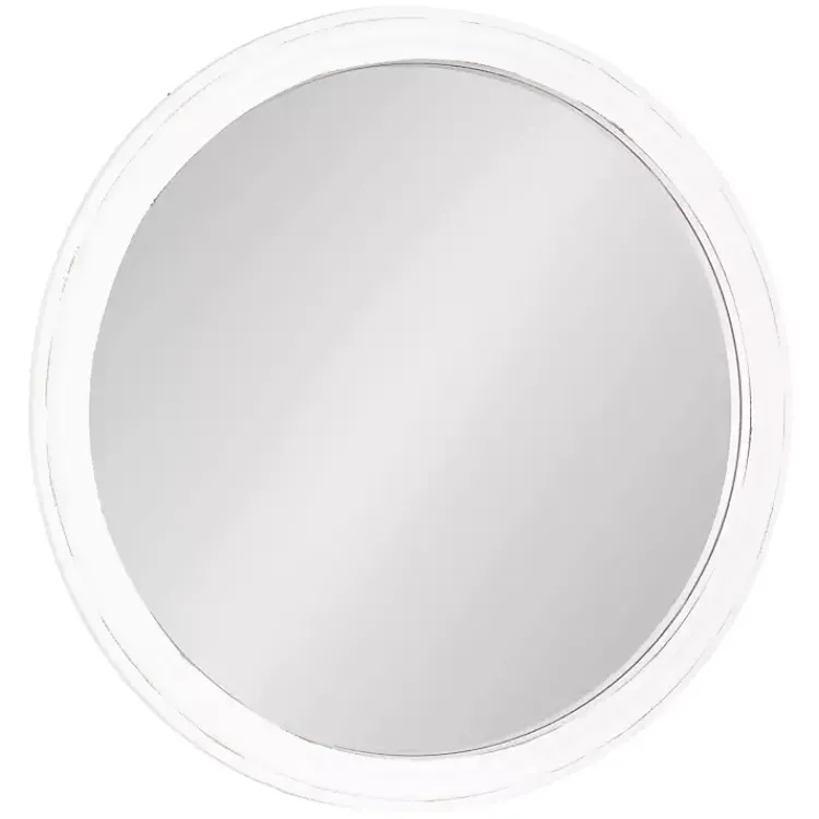 Kirklands Home Wood Round Mansel Mirror White New