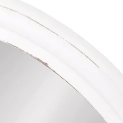 Kirklands Home Wood Round Mansel Mirror White New