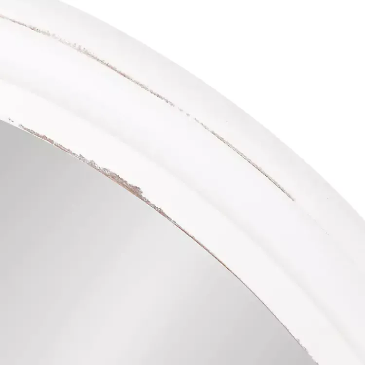Kirklands Home Wood Round Mansel Mirror White New