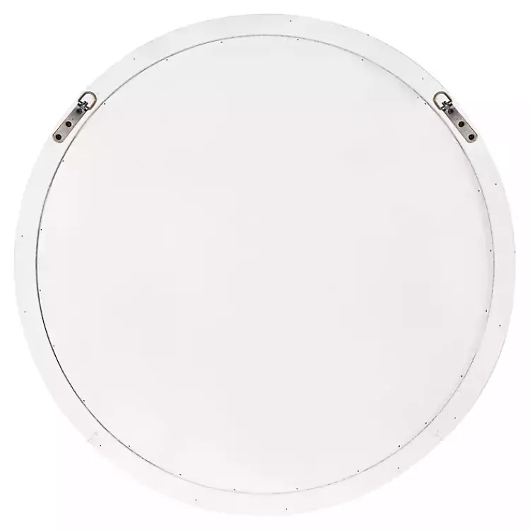 Kirklands Home Wood Round Mansel Mirror White New