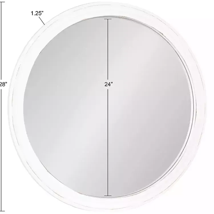 Kirklands Home Wood Round Mansel Mirror White New