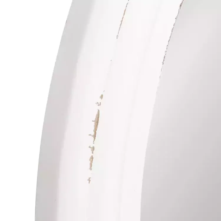 Kirklands Home Wood Round Mansel Mirror White New