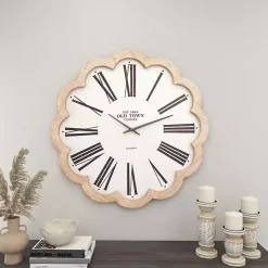Kirklands Home White Wood Scalloped Frame Wall Clock Outlet