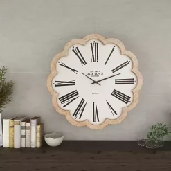 Kirklands Home White Wood Scalloped Frame Wall Clock Outlet