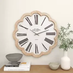 Kirklands Home White Wood Scalloped Frame Wall Clock Outlet