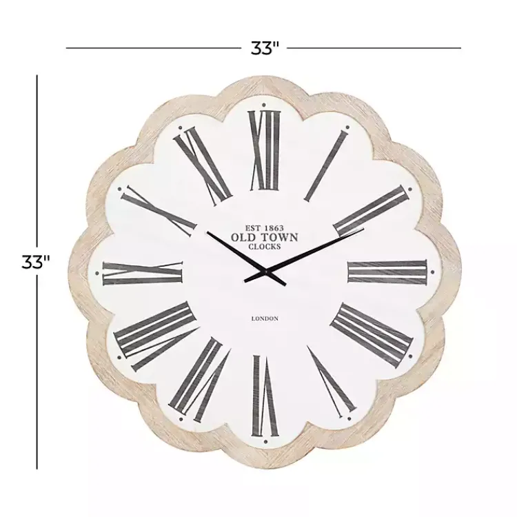 Kirklands Home White Wood Scalloped Frame Wall Clock Outlet