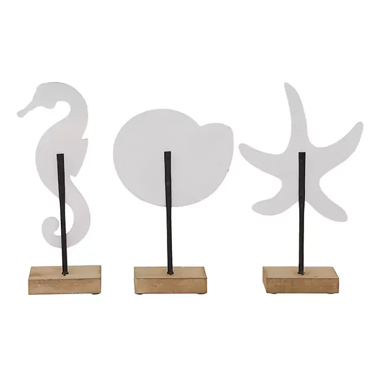 Statues & Figurines>Kirklands Home White Wood Sea Creature Statues, Set of 3