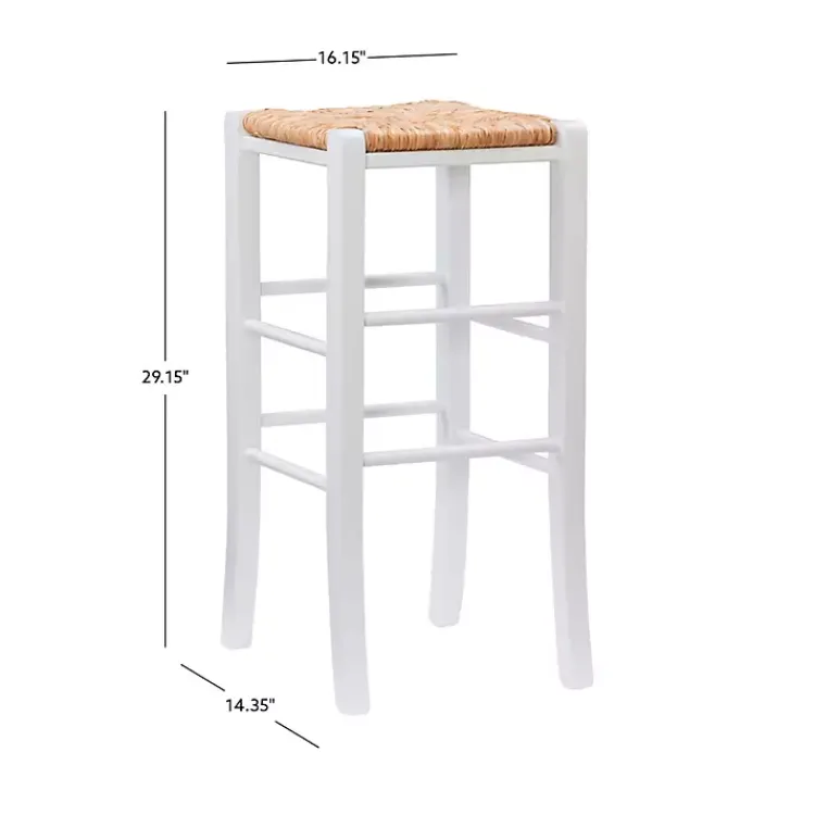 Kirklands Home White Wood Seagrass Backless 2-pc. Bar Stool Set Tan Discount