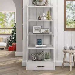 Kirklands Home Wood 5-Shelf Leaning Bookshelf White Online