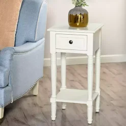Kirklands Home Wood Square Hampton Accent Table White New