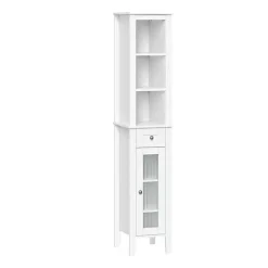 Kirklands Home Wood Tall Single Pane Glass Door Cabinet White Online