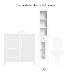 Kirklands Home Wood Tall Single Pane Glass Door Cabinet White Online