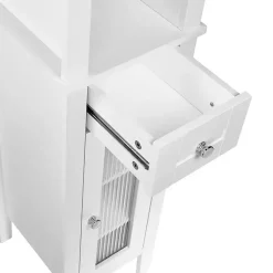 Kirklands Home Wood Tall Single Pane Glass Door Cabinet White Online