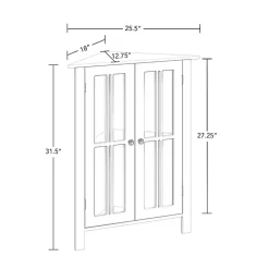 Kirklands Home Wood Two Pane Glass Doors Corner Cabinet White Clearance