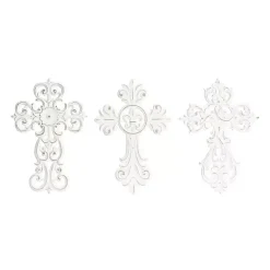 Kirklands Home Wood Wall Cross Wall Plaques, Set of 3 White Outlet