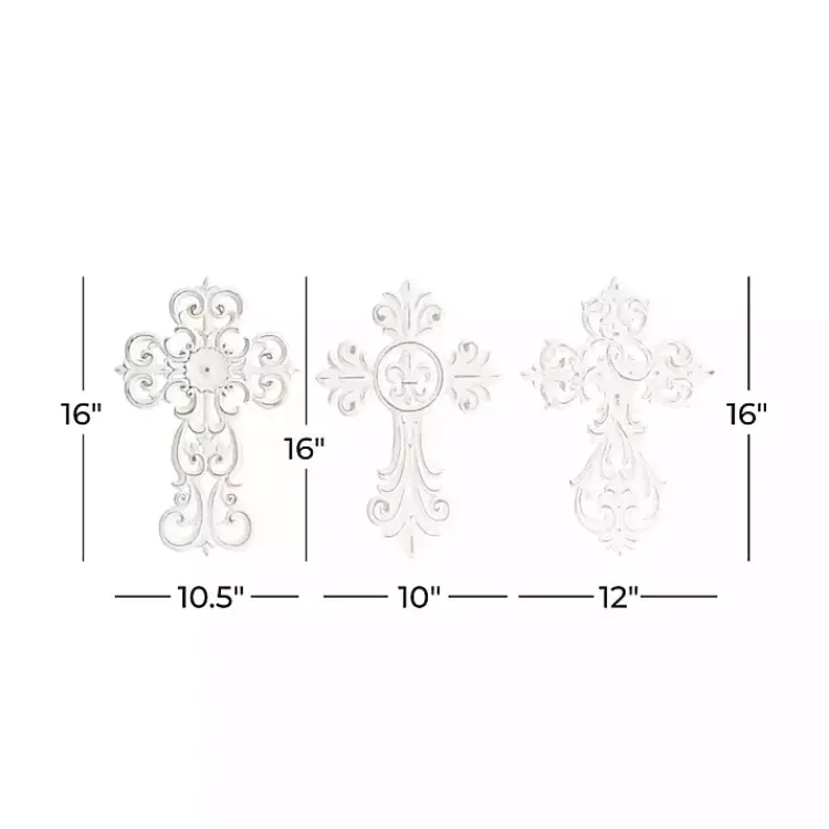 Kirklands Home Wood Wall Cross Wall Plaques, Set of 3 White Outlet