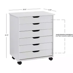 Kirklands Home Wood Wide 6-Drawer Cary Storage Cart White Best