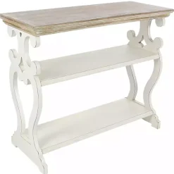 Kirklands Home Wooden 2-Shelf Console Table White New