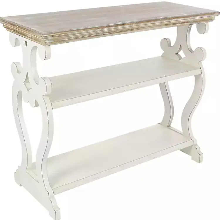 Kirklands Home Wooden 2-Shelf Console Table White New