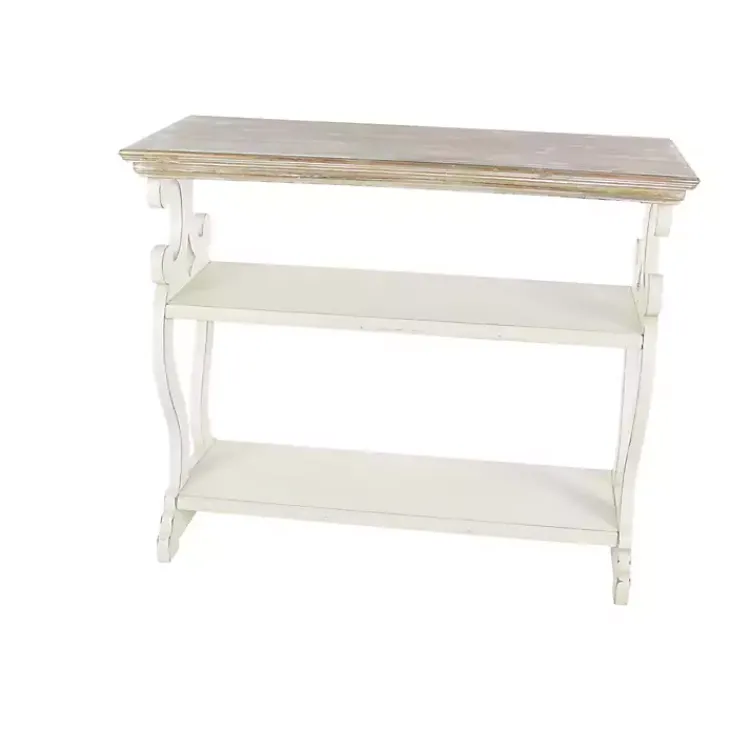 Kirklands Home Wooden 2-Shelf Console Table White New