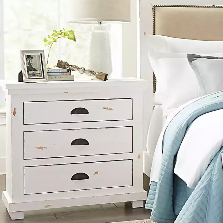 Kirklands Home Wooden Willow Nightstand White