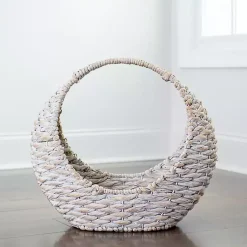 Baskets & Boxes>Kirklands Home Woven Half Moon Basket White
