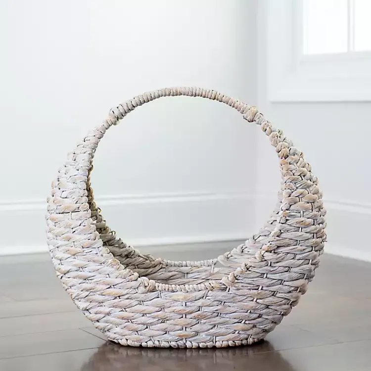 Baskets & Boxes>Kirklands Home Woven Half Moon Basket White