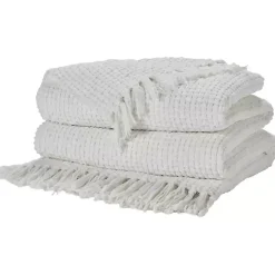 Blankets & Throws>Kirklands Home Woven Waffle Knit Chenille Throw White