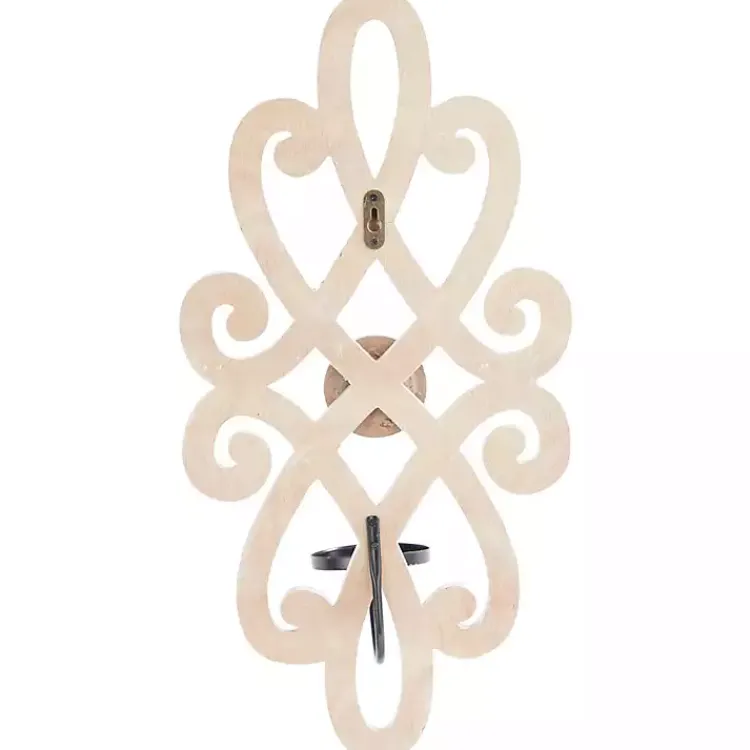 Sconces>Kirklands Home Whitewash Beaded Scroll Sconce