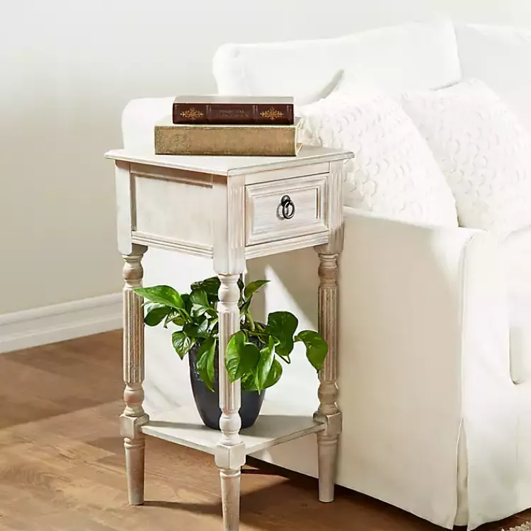 Kirklands Home Whitewash Distressed Wood Accent Table Brown