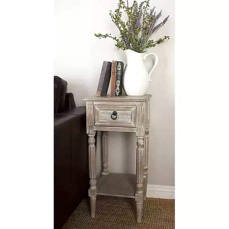 Kirklands Home Whitewash Distressed Wood Accent Table Brown