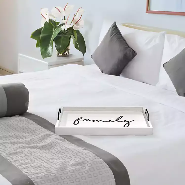 Decorative Trays>Kirklands Home Whitewash Family Wooden Tray