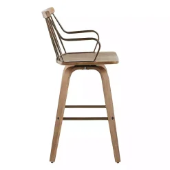 Kirklands Home Whitewash Poplar Wood Swivel Counter Stool Tan Online