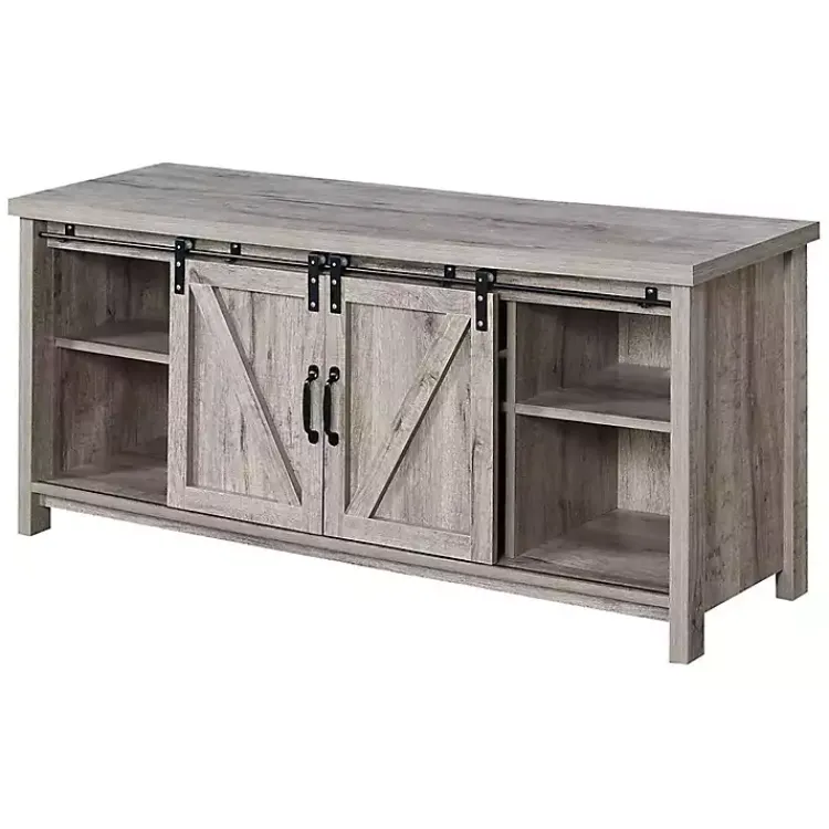 Kirklands Home wash Russ Barn Door Media Cabinet White Hot