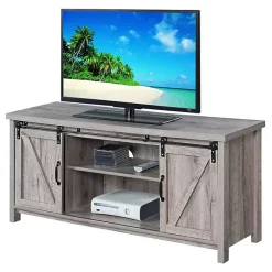 Kirklands Home wash Russ Barn Door Media Cabinet White Hot