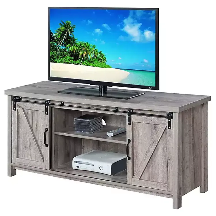 Kirklands Home wash Russ Barn Door Media Cabinet White Hot