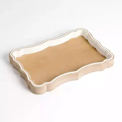 Decorative Trays>Kirklands Home wash Scalloped Decorative Wood Tray White