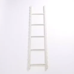 Decorative Accents>Kirklands Home wash Wood Scalloped Decorative Ladder White